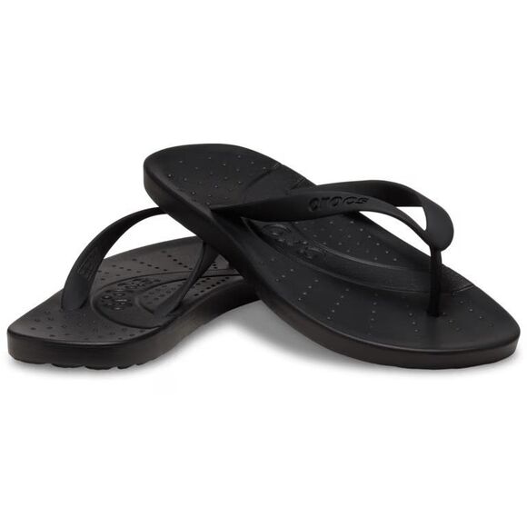 Crocs Flip Flops Sandals unisex black M8 W10 NWT - Picture 1 of 5